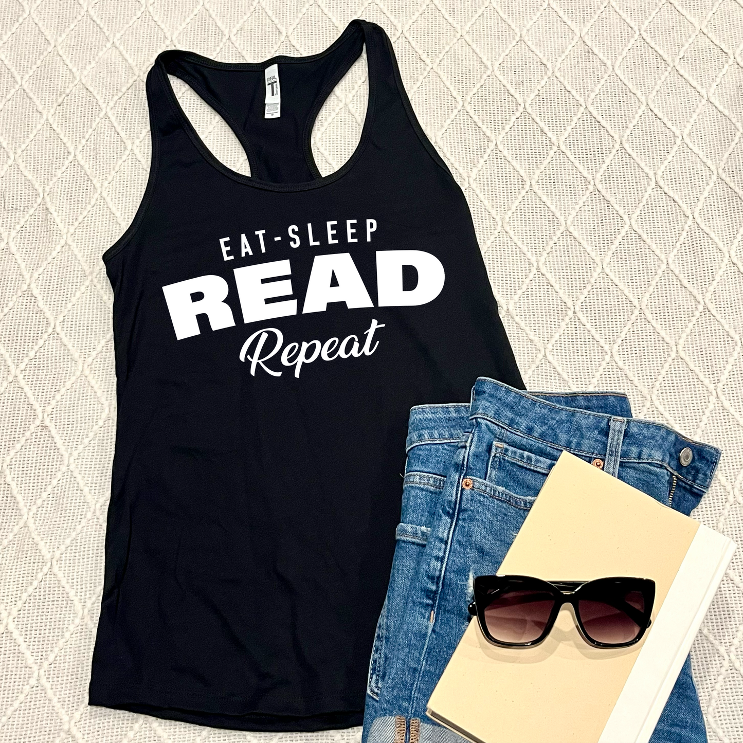 Eat, Sleep, Read, Repeat Tank Tops