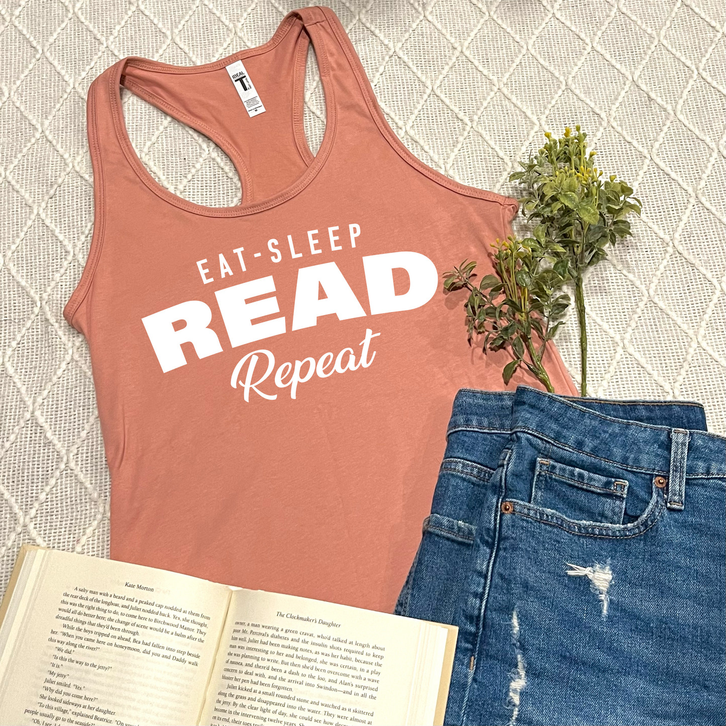 Eat, Sleep, Read, Repeat Tank Tops