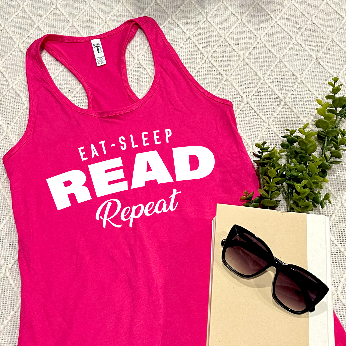 Eat, Sleep, Read, Repeat Tank Tops