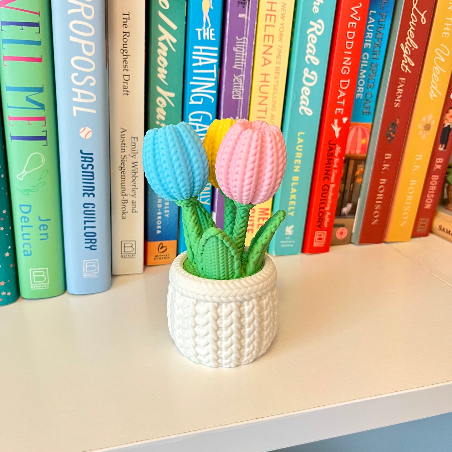 Potted Tulip Book Shelf Decor