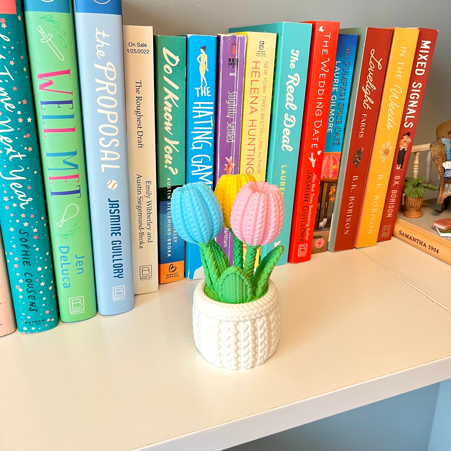Potted Tulip Book Shelf Decor
