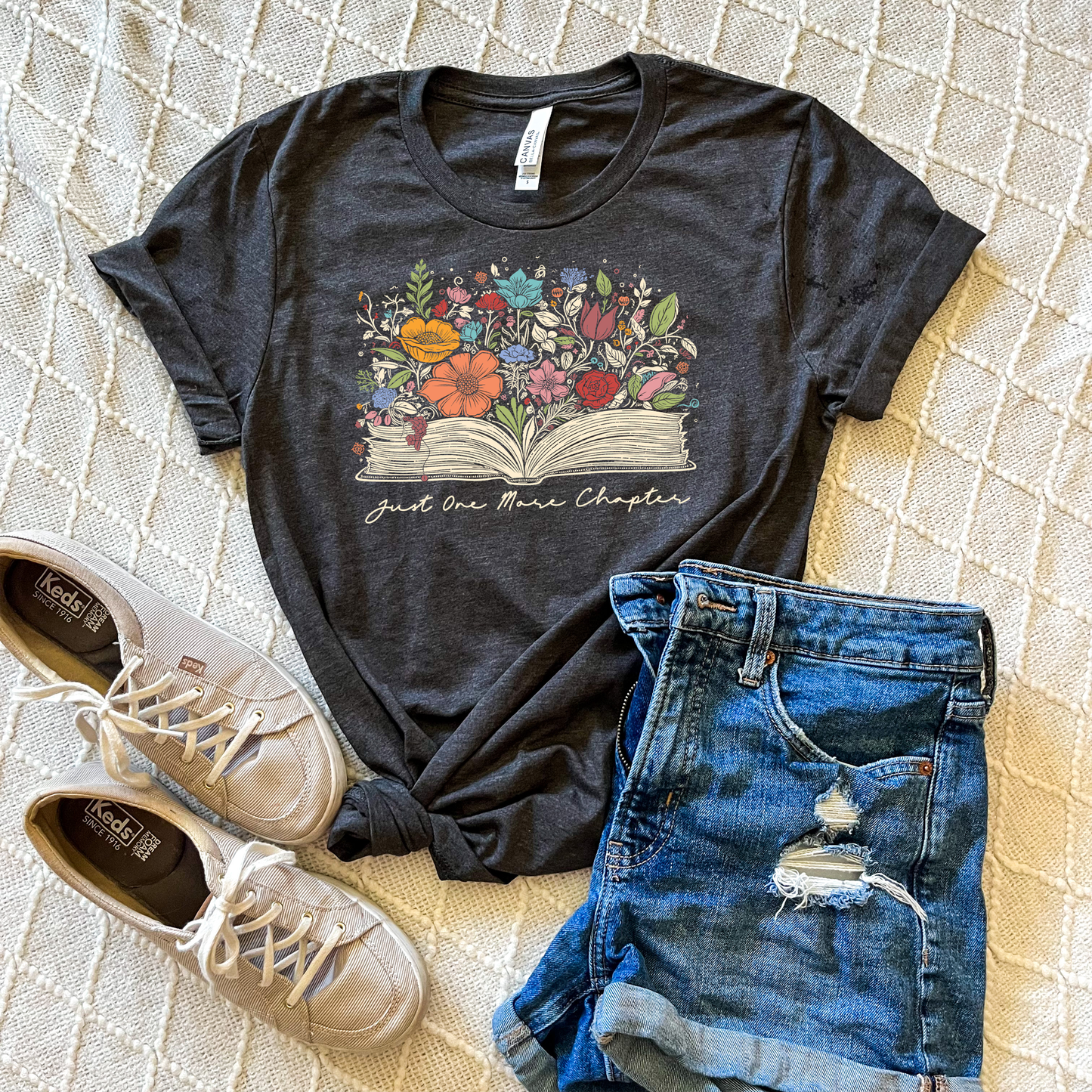 Just One More Chapter Bookish Floral T-shirt