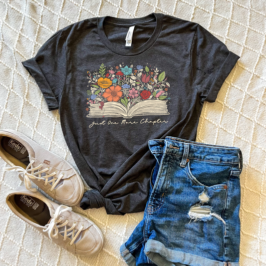 Just One More Chapter Bookish Floral T-shirt