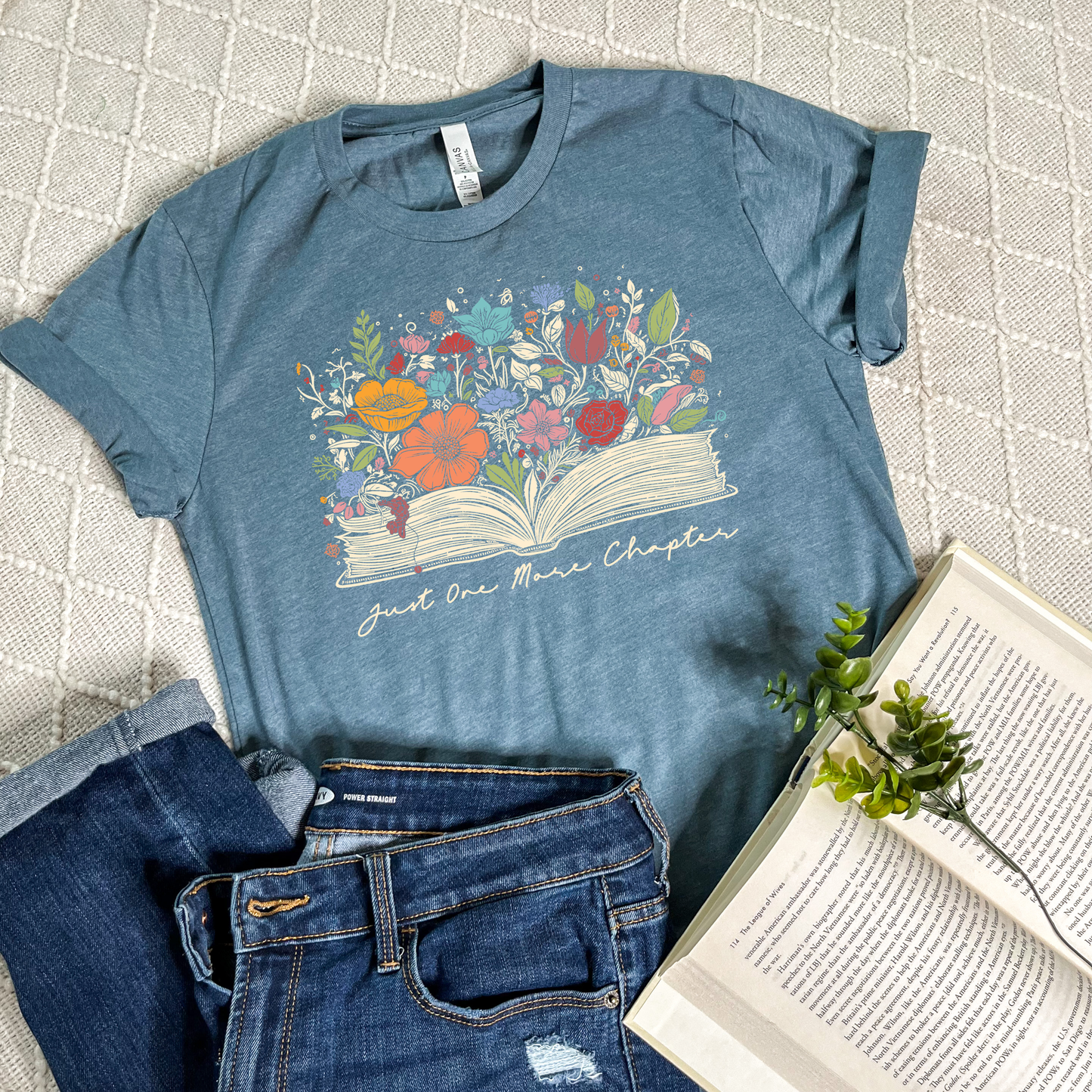 Just One More Chapter Bookish Floral T-shirt