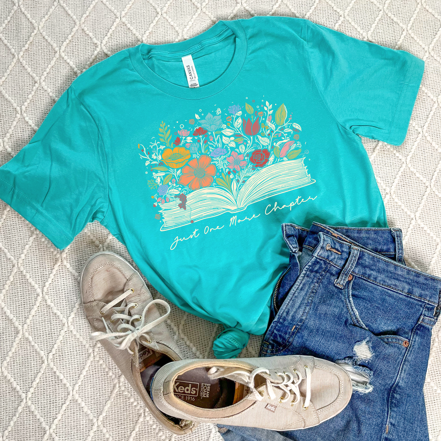 Just One More Chapter Bookish Floral T-shirt