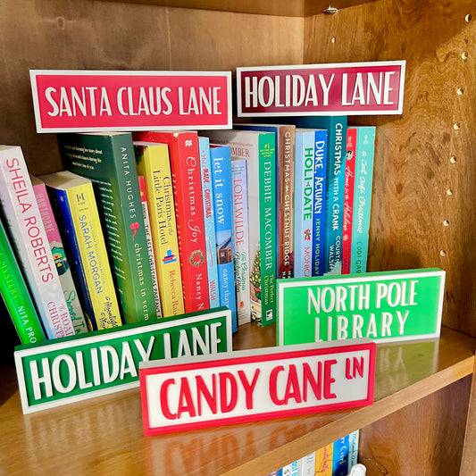 Festive Book Shelf Signs