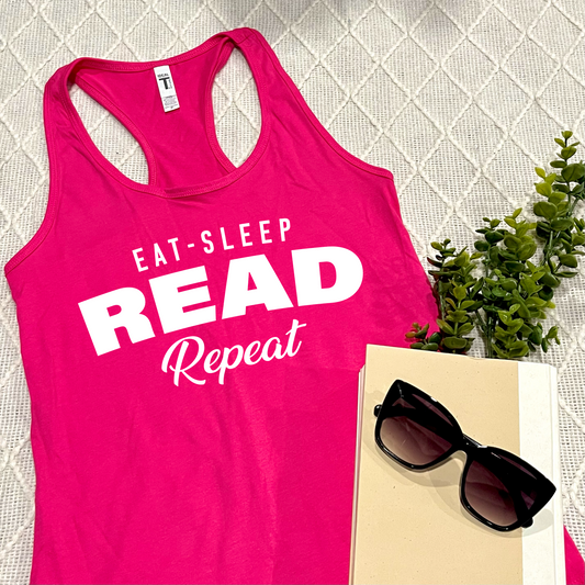 2XL Eat, Sleep, Read Repeat Tank Top