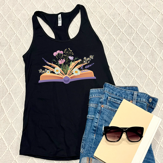 2XL Sunwashed Floral Books Tank Top