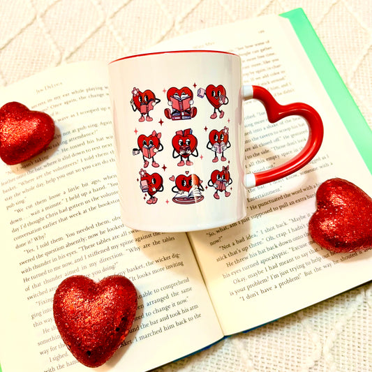 Reading Hearts- Heart Handle 11 oz Mug