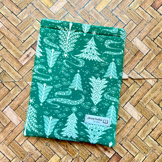 White and Green Trees Flannel Book Sleeve
