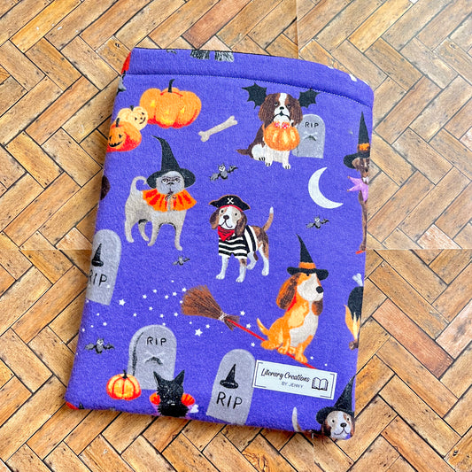 Trick-or-Treating Pups Flannel Book Sleeve