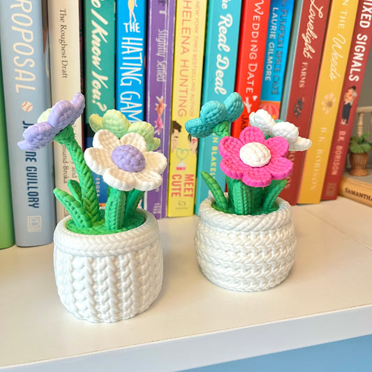Potted Daisies Book Shelf Decor
