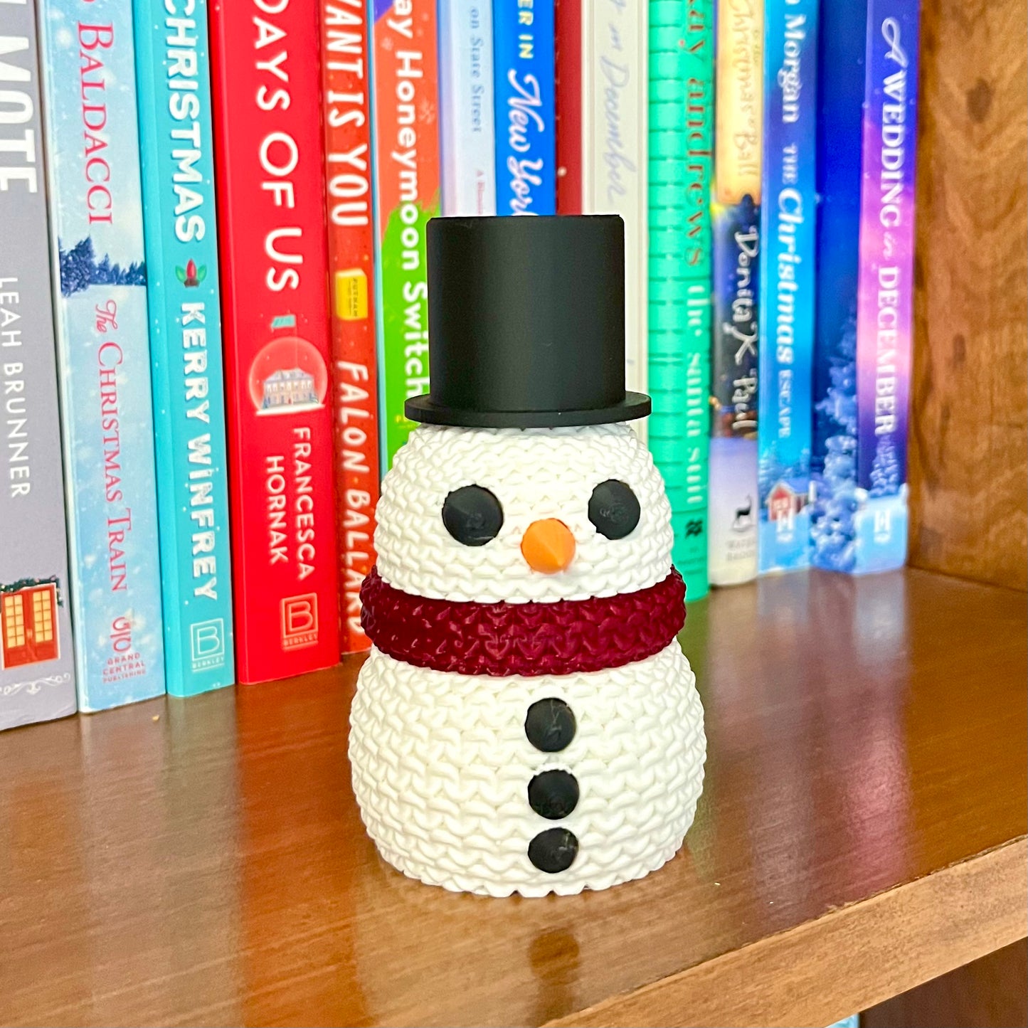 Knitted Snowman Book Shelf Buddy