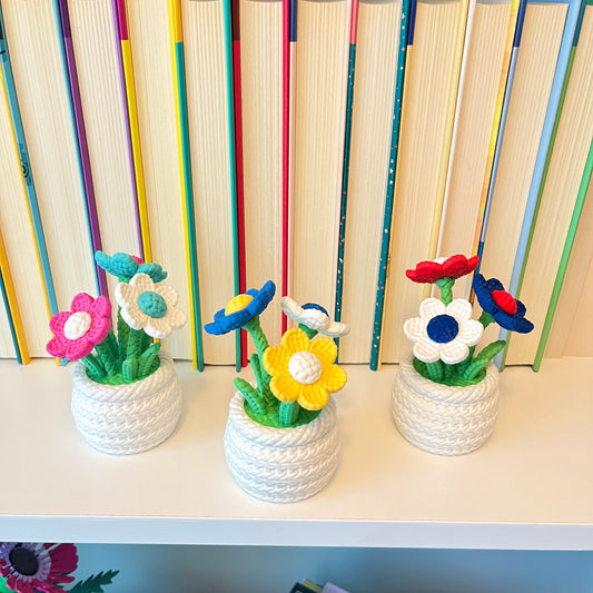 Potted Daisies Book Shelf Decor