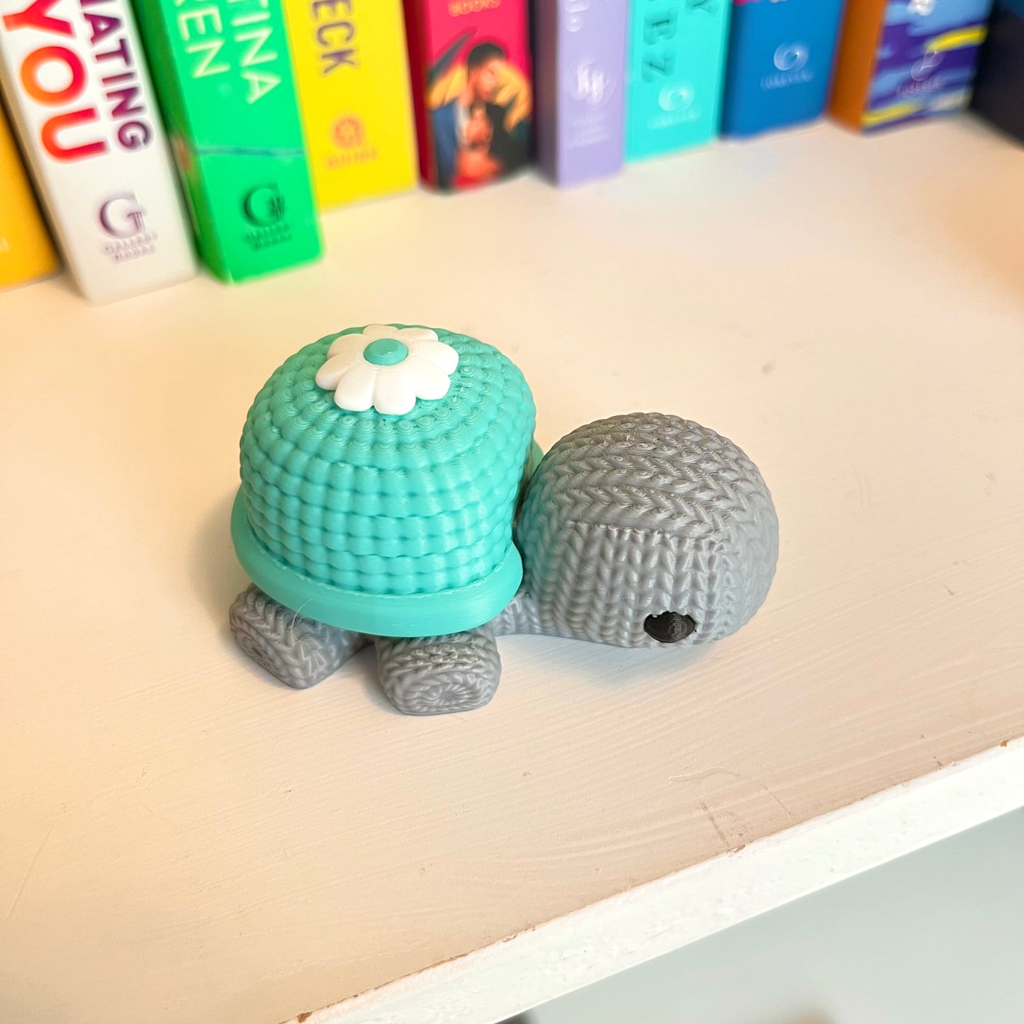 Teal and Grey Turtle book Shelf Buddy