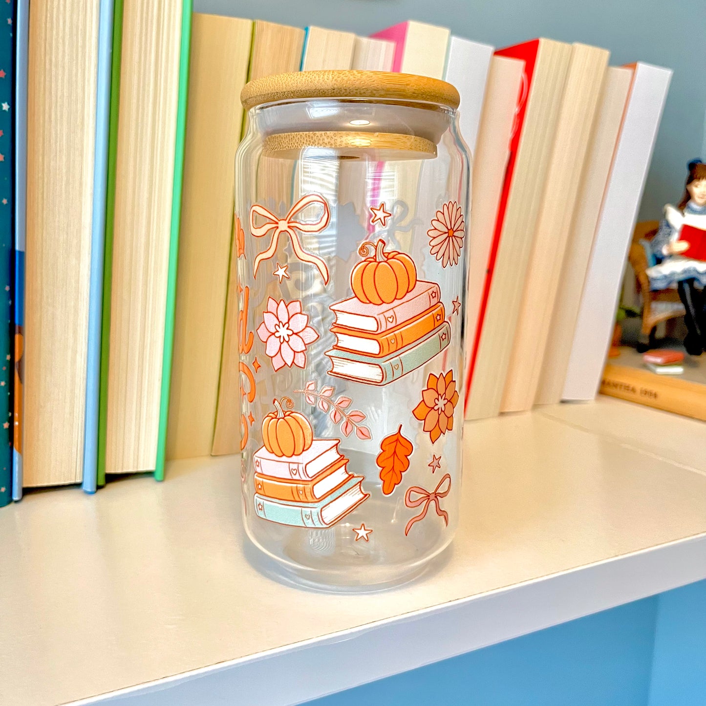 All Booked Up Glass Cans