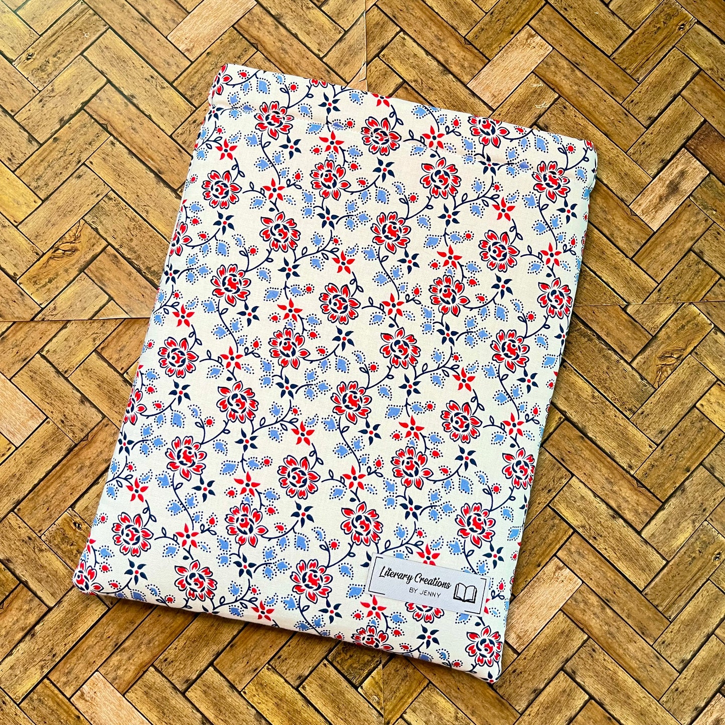 Red, White, and Blue Floral Book Sleeve