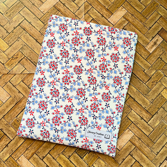 Red, White, and Blue Floral Book Sleeve