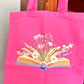 Bookish Floral Tote Bag