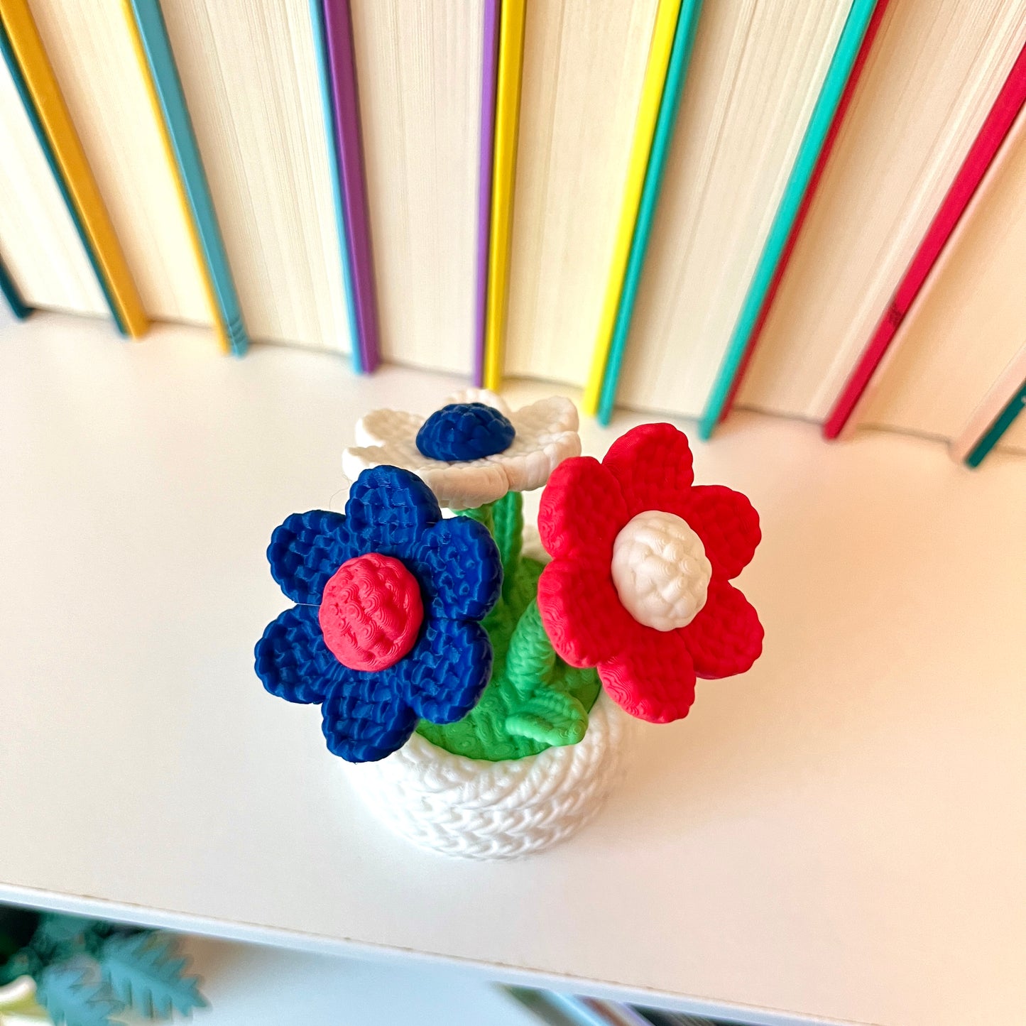 Potted Daisies Book Shelf Decor