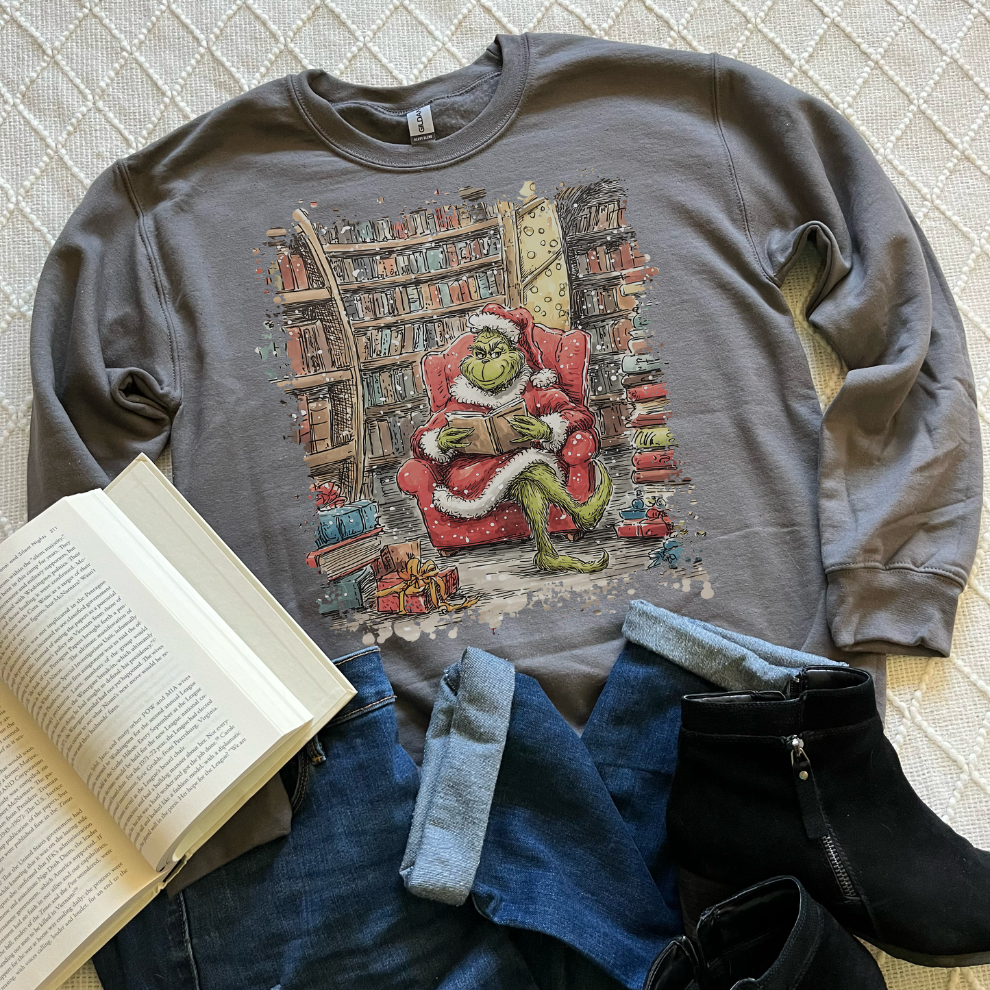 Grinch Reading Sweatshirts