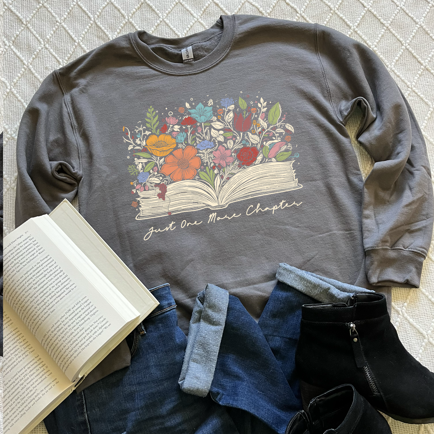 Just One More Chapter Bookish Floral Sweatshirt