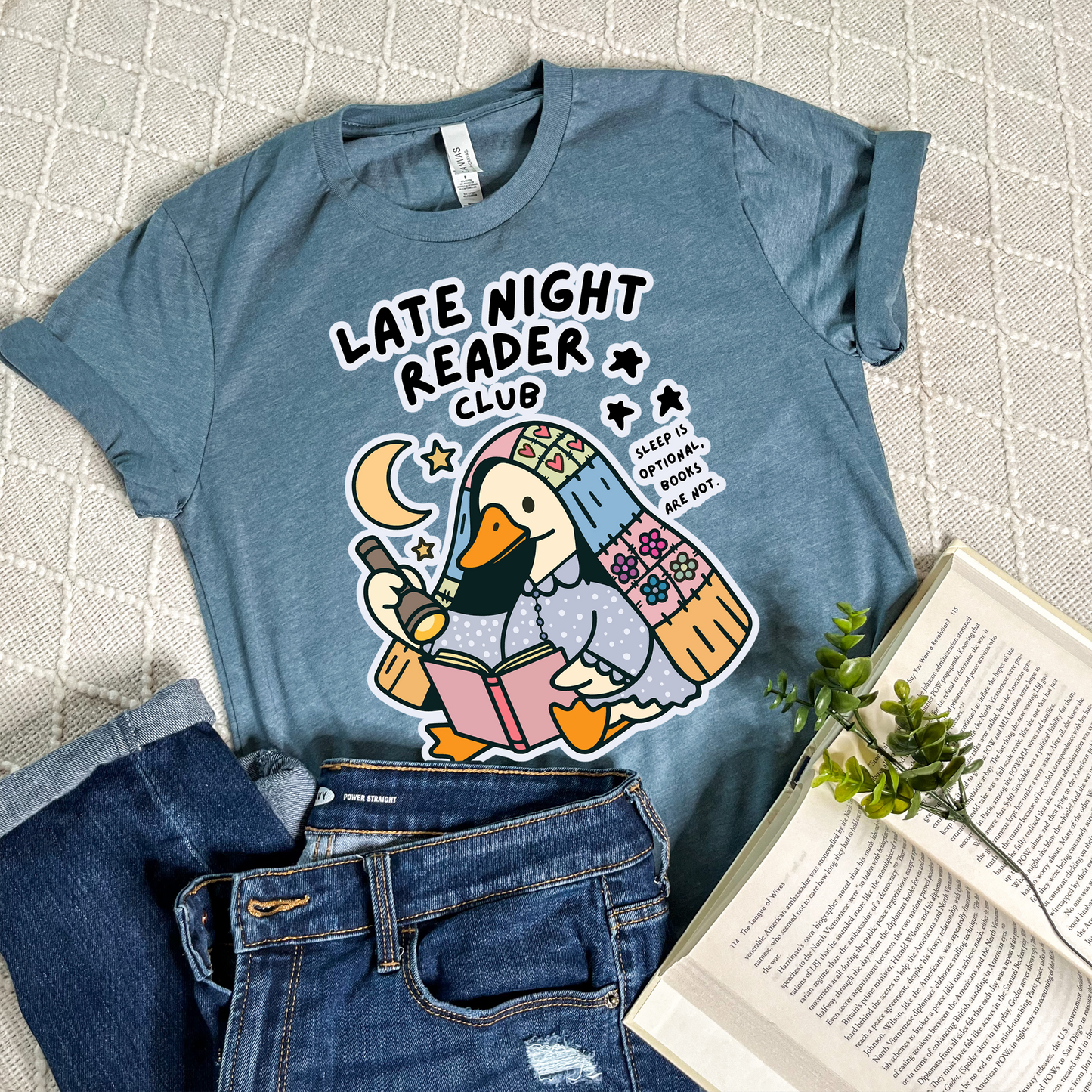 Sleepy Reading Goose T-shirt